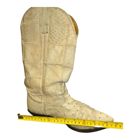 Nocona Men’s Cowboy Boots 7 EE Full Quill Ostrich Leather, Western, Cream/Ivory - Picture 8 of 16